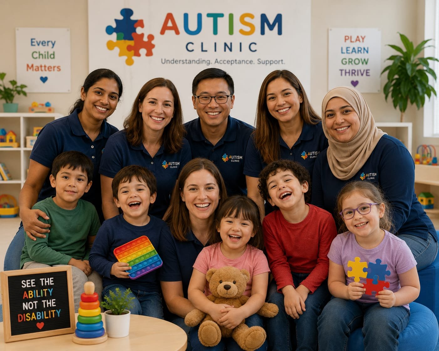 Anavia clinic team and children